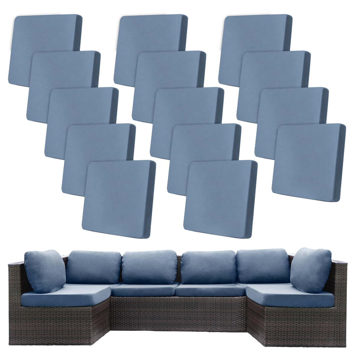 12 Pcs Outdoor Cushion Covers, Patio Sofa Cushion Covers Replacement