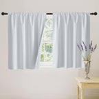RYB HOME Short White 100% Blackout Curtains for Small Window