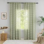 YJ YANJUN Vintage Lace Curtains 120 Inch Length-Victorian Floral Pattern Sage Green Sheer Curtains for Big Window 10 FT Tall Spring Bohemian Cottage Core Decor 52 x 120 Inch Sage 2 Panels