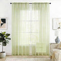 SpaceDresser Check Sheer Curtains 96 Inches 2 Panels Set, Rod Pocket Plaid Window Curtain for Living Room, Sage Green Semi Sheer Drapes for Kitchen Bedroom Children Room Yard（Sage Green, 52W x 96L）