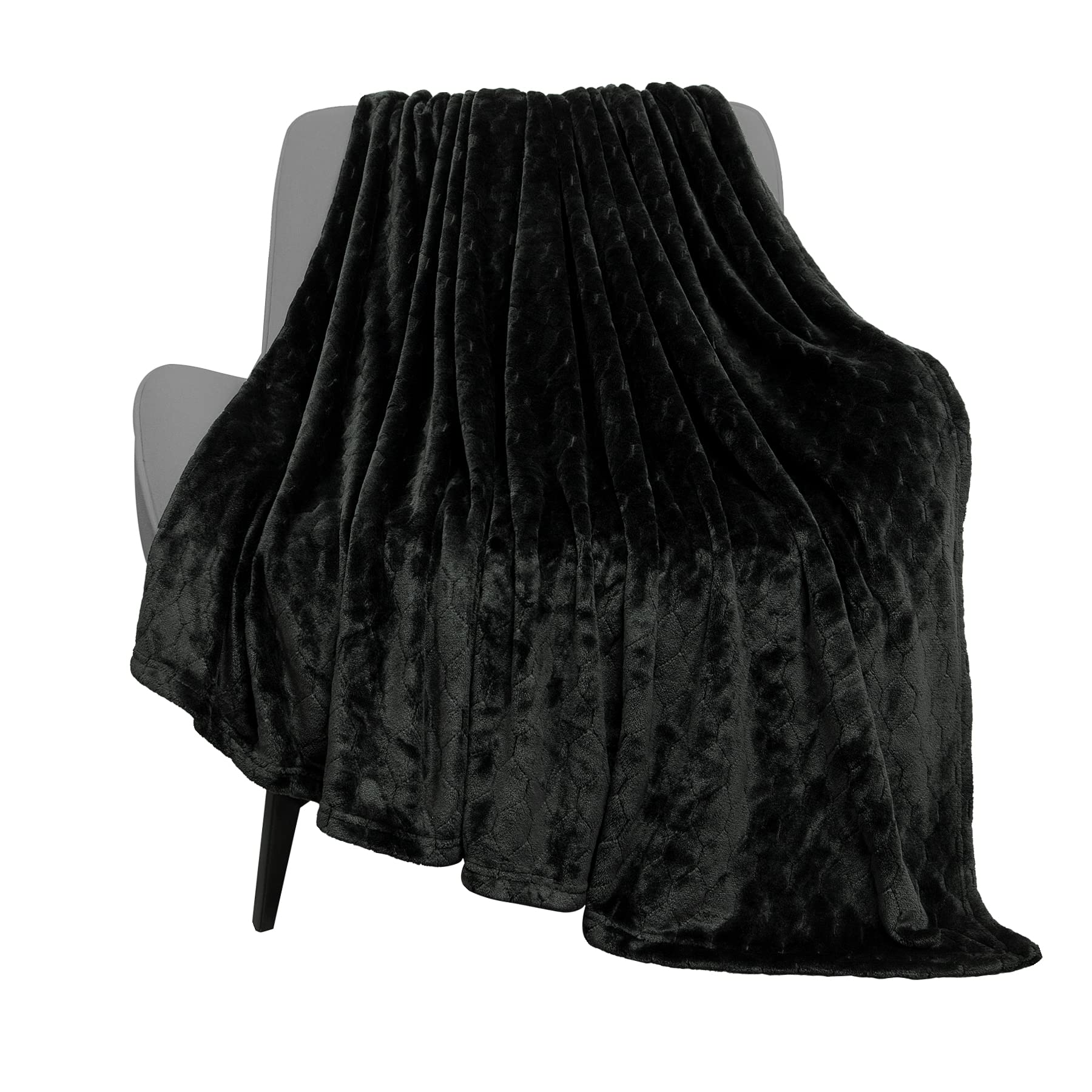 TOONOW Fleece Blanket Fuzzy Plush Throw Blanket 50" x 60", Super Soft Fluffy Bed Blanket Geometric Pattern Comfy Microfiber Flannel Blankets for Couch, Bed, Sofa, Black