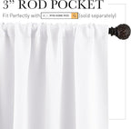 RYB HOME Room Darkening Curtains - Rod Pocket Half Light Block Drapes Window Shades for Bedroom Bathroom Living Room Kitchen Office Dining Decor, W 42 x L 45, Pure White, 2 Pieces
