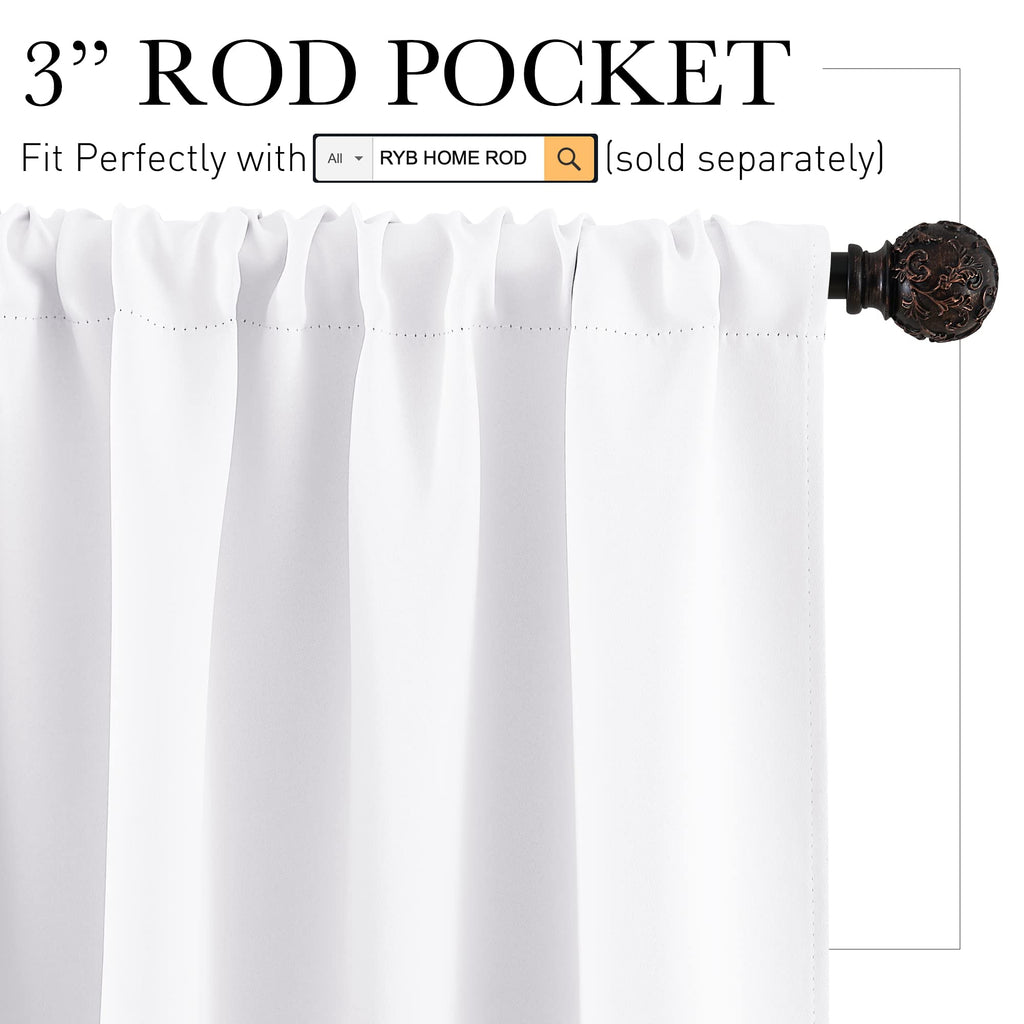 RYB HOME Short Privacy Curtains 30 inch Long for Bathroom Window