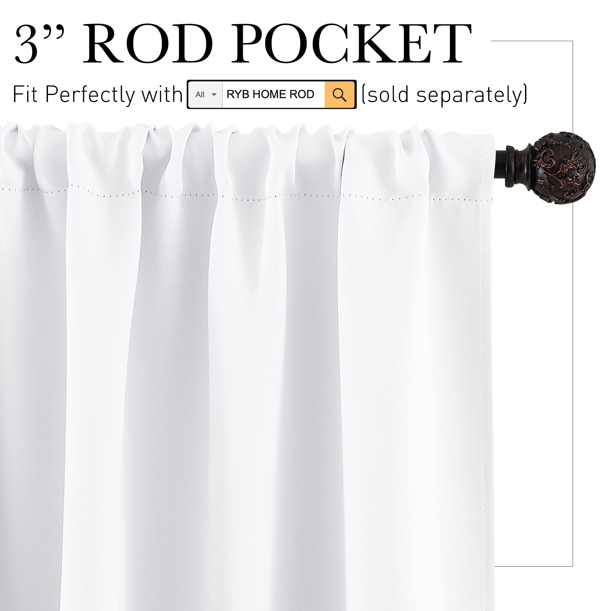 RYB HOME Short Curtains for Small Window Kitchen Bathroom Cafe RV Camper