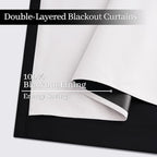 Yakamok 100% Blackout Curtains Black Room Darkening Thermal Insulated Window Curtain with 2 Thick Layers-Set of 2 Panels Grommet Top Drapes for Bedroom Living Room 52 Inches by 63 Inches Length