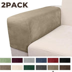 Couch Arm Covers 2 Pcs Sofa Armrest Covers Stretch Couch,Armrest Cover for Chairs Scratch-Resistant Sofa Arm Cover Armchair Slipcovers,Leather Brown