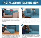 H.VERSAILTEX 4 Piece Stretch Sofa Covers for 3 Cushion Couch Covers for Living Room Furniture Slipcovers (Base Cover Plus 3 Seat Cushion Covers) Thicker Jacquard Fabric (Large Sofa, Storm Blue)