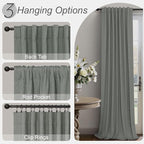 Charcoal Grey Curtains for Bedroom 2 Panel Set 63 Inch Length 100% Blackout Linen Look Thermal Insulated Light Blocking Darkening Bay Window Curtains for Boys Nursery Living Room Bathroom Dark Gray