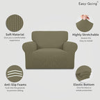 Easy-Going Stretch Oversized Chair Sofa Slipcover 1-Piece Couch Sofa Cover Furniture Protector Soft with Elastic Bottom for Kids Spandex Jacquard Fabric Small Checks Khaki