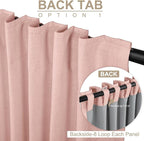 100% Blackout Shield Linen Blackout Curtains for Bedroom 102 Inches Long, Back Tab/Rod Pocket Living Room Drapes, Thermal Insulated Blackout Curtains 2 Panels Set, 50" W x 102" L, Blush Pink