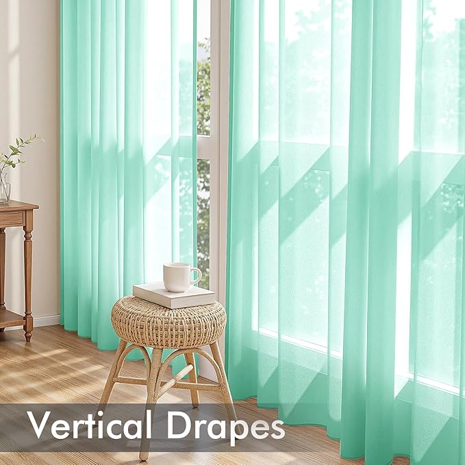 MIULEE Aqua Sheer Curtains 84 Inches Long, 4 Panels Set, Light Filtering Rod Pocket Voile Drapes for Living Room and Bedroom, Airy Soft Fabric Window Treatments, 42 x 84 Inches