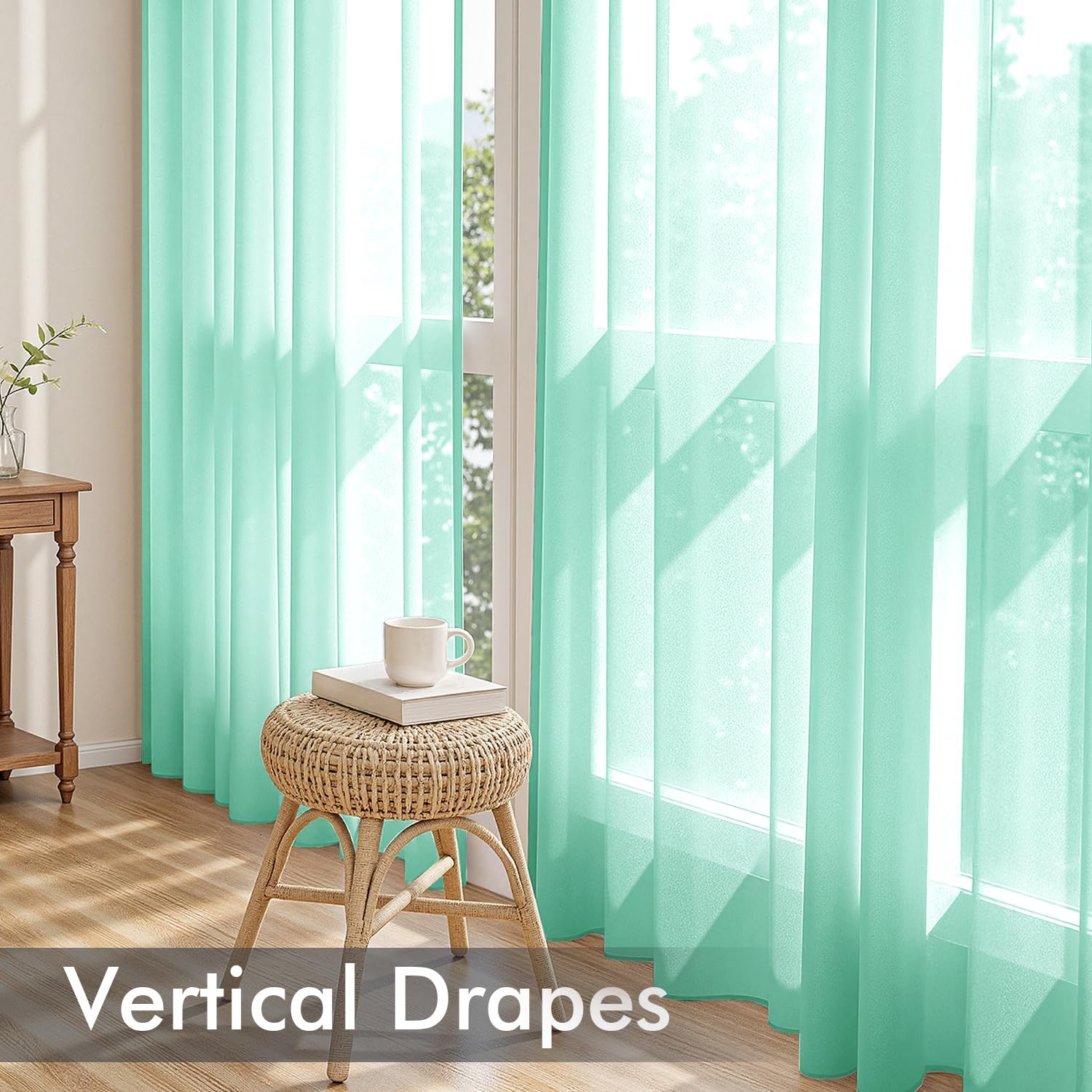 MIULEE Aqua Sheer Curtains 84 Inches Long 4 Panels 42 x 84 Inches