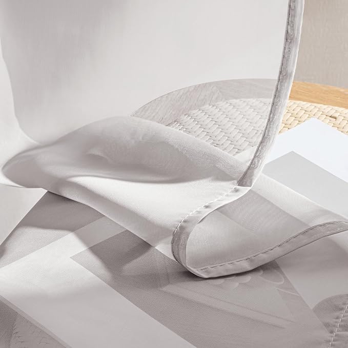 MIULEE Greyish Lilac Sheer Curtains 96 Inches Long, 4 Panels Set, Rod Pocket Light Filtering Window Drapes for Bedroom and Living Room, Elegant Airy Fabric, 54 x 96 Inches
