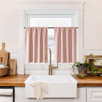 RYB HOME 100% Blackout Basement Curtains 30 inches Long, Heat & UV Blocking Total Room Darkening Noise Reducing Curtains for Bathroom RV Campers, Peach Pink, 2 Panels Set