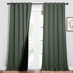 NICETOWN Full Shading Curtains for Windows, Super Heavy-Duty Black Lined Blackout Curtains for Bedroom, Privacy Assured Window Treatment (Dark Mallard, Pack of 2, 62 inches W x 95 inches L)