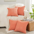 Fancy Homi 4 Packs Decorative Throw Pillow Covers for Living Room Couch Bed, Modern Farmhouse Boho Home Décor Accent Cushion Case, 24" x 24", Coral