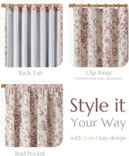 jinchan Blackout Floral Curtains for Living Room Bedroom Linen Blend Curtain Farmhouse Brick Red Printed with Lined Back Tab Rod Pocket Drapes Window Treatments 2 Panels 90 Inch