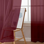 Simplebrand Burgundy Red Sheer Curtains 96 Inches Long, Light Filtering Rod Pocket Solid Color Window Sheer Curtain Panels, Elegant Curtains & Drapes for Living Room, Bedroom 2 Panels, 59" W x 96" L