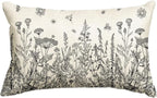 AVOIN colorlife Wildflowers Spring Antique Herbs Throw Pillow Cover, 12 x 20 Inch Flower Cushion Case Decoration for Sofa Couch
