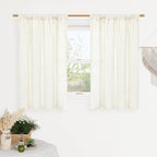 LAMIT Cream Linen Curtains 48 Inch Length 2 Panels, Light Filtering Faux Linen Textured Panels Rod Pocket Neutral Privacy Drapes for Kitchen/Window/Loft Room/Bedroom, 42 x 48 Inch