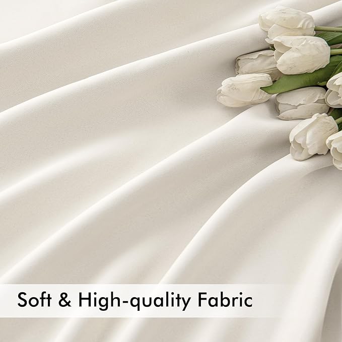 MIULEE Ivory Back Tab Blackout Curtain 96 Inch Long 2 Panels Set for Bedroom, Rod Pocket/Pinch Pleat Thermal Insulated Living Room Darkening Pleated Light Blocking Floor to Ceiling Drape