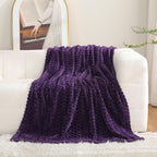 Puncuntex Deep Purple Throw Blanket 90"×90" Fuzzy 3D Jacquard Decorative