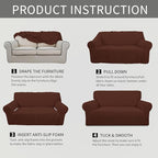 Easy-Going Stretch Loveseat Couch Covers Washable Coffee
