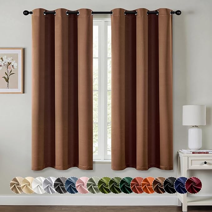 MIULEE Blackout Curtains for Bedroom 2 Panels 40 x 45 Inch Long Mocha Brown
