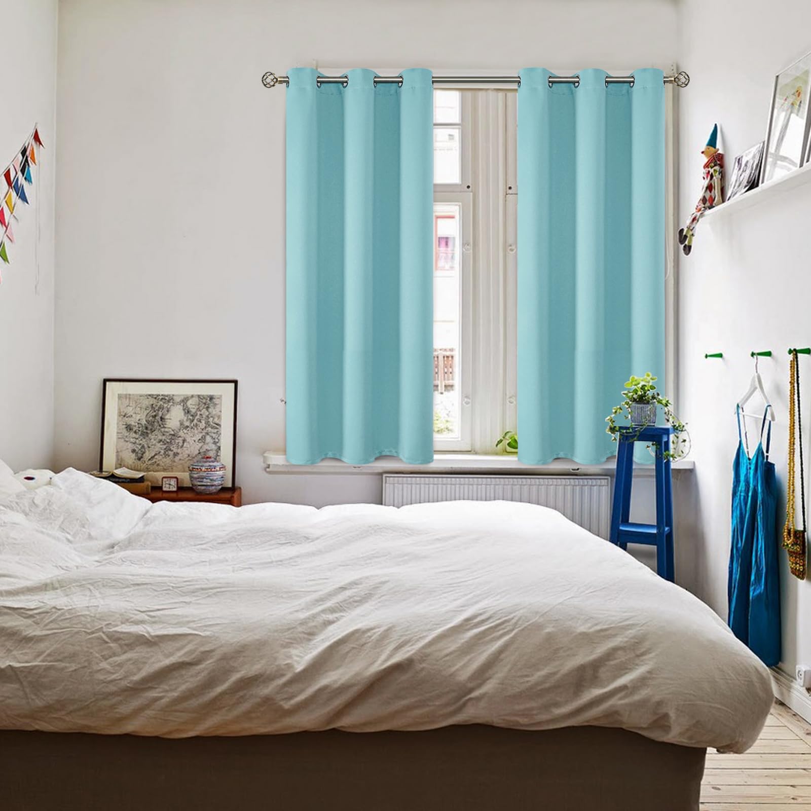 BGment Short Curtains for Small Window 54 Inch Long - Baby Blue 2 Panels
