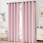 Yakamok Blackout Curtains Room Darkening Thermal Insulated Window Panels,Solid Grommet Top Drapes for Bedroom(52x63 Inch, Pink, 2 Panels)