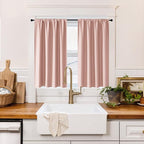 RYB HOME 100% Blackout Short Curtains for Small Window, Thermal Insulated Total Room Darkening Noise Reducing Curtains for Kitchen Bathroom Basement, 42 inches Wide by 36 inches Long, Peach Pink