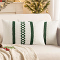 MIULEE Set of 2 Dark Green Boho Decorative Lumbar Pillow Covers 12x20 Inch