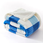 PU MEI Sherpa Blanket Twin Plaid Thick Bed Blanket, 90”*80” Super Soft Flannel Fuzzy Fleece Reversible Velvet Plush Warm Blanket for Couch(Blue Check, 80"*90")