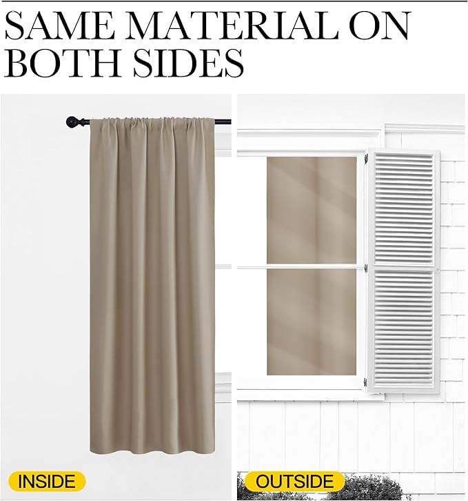 NICETOWN Blackout Curtains for Living Curtains, Taupe, Set of 2, 52 by 63 Inch, Window Treatment Blackout Curtain Panels, Home Decor Thermal Insulated Solid Drapes for Bedroom