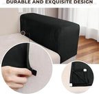 Couch Arm Covers 2 Pcs Sofa Armrest Covers Stretch Couch,Armrest Cover for Chairs Scratch-Resistant Sofa Arm Cover Armchair Slipcovers,Black