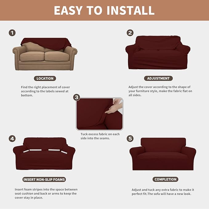 Easy-Going 100% Waterproof Couch Cover, 3 Cushion Couch Slipcover for Sofa