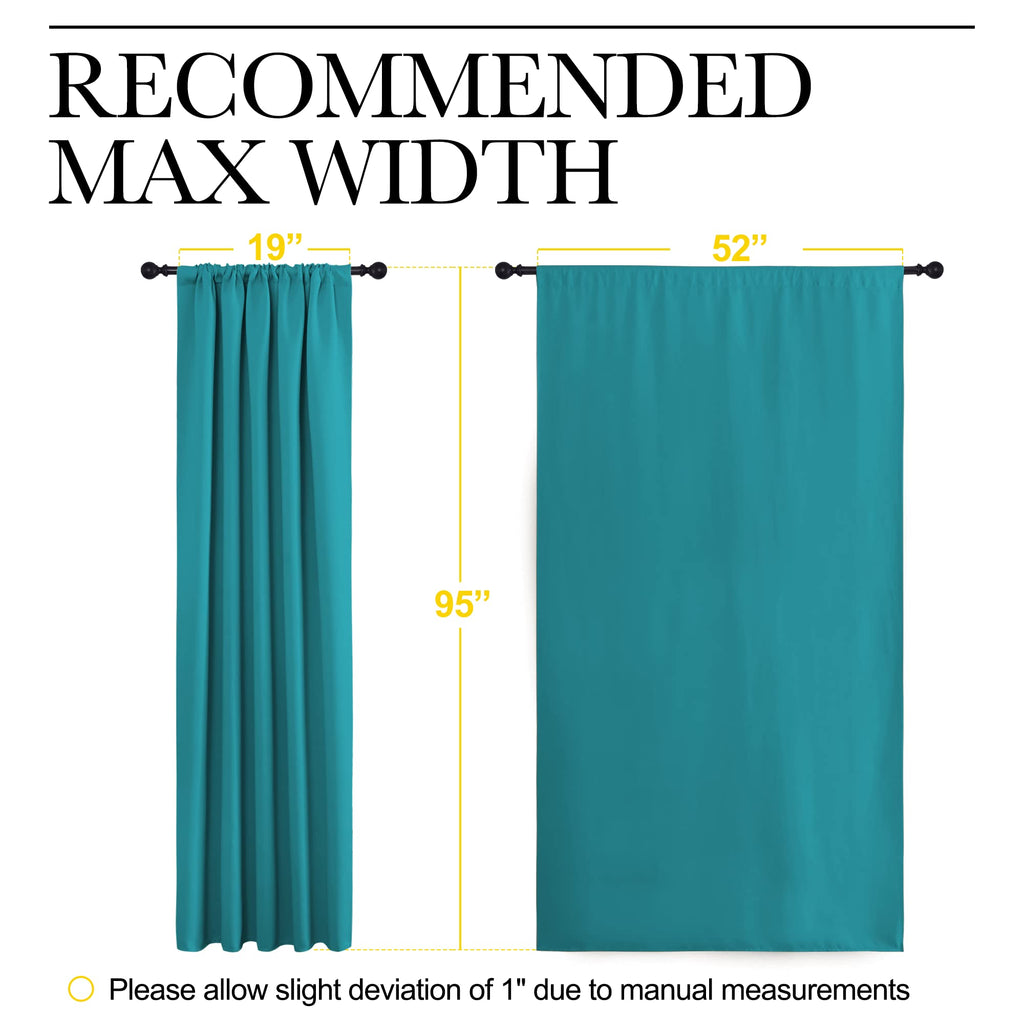 NICETOWN Peacock Blue Blackout Curtains Panels for Window, Thermal Insulated Rod Pocket Blackout Drapes/Draperies for Living Room (2 Panels, W52 x L95 inches)