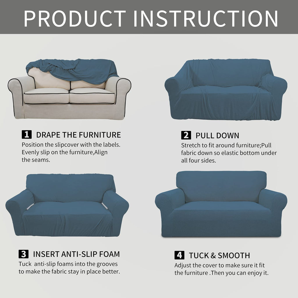 Easy-Going Stretch Oversized Chair Slipcover with Arm Washable Bluestone
