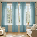 MIULEE Dusty Blue Sheer Curtains 96 Inches Long 4 Panels 42 x 96 Inches