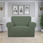 Easy-Going Stretch Oversized Chair Sofa Slipcover 1-Piece Couch Sofa Cover Furniture Protector Soft with Elastic Bottom for Kids Spandex Jacquard Fabric Small Checks Greyish Green