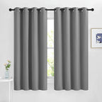 NICETOWN Silver Grey Blackout Curtains 63 inches Long for Bedroom, Grommet Solid Thermal Drapes Light Blocking Window Treatments Sound Reducing for Living Room, W46 x L63, 2 Panels