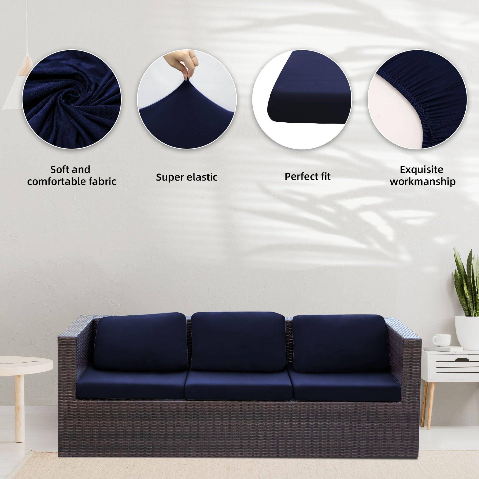 8 Piece Outdoor Cushion Covers, Patio Sofa Cushion Covers, Stretch Fit