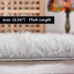 Goolela Grey Fluffy Fuzzy Furry Rug 2x6 for Bedroom Bedside Runner Faux Sheepskin Fur Shaggy Soft Plush Rectangle