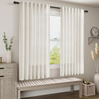 Cream Linen Back Tab Pocket Curtains 60 Inch Length for Living Room 2 Panel Set Neutral Modern Farmhouse Window Curtain Semi Sheer Light Filtering Privacy Drapes for Bedroom Natural Ivory 52x60