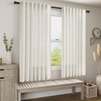 Cream Linen Back Tab Pocket Curtains 60 Inch Length for Living Room 2 Panel Set Neutral Modern Farmhouse Window Curtain Semi Sheer Light Filtering Privacy Drapes for Bedroom Natural Ivory 52x60