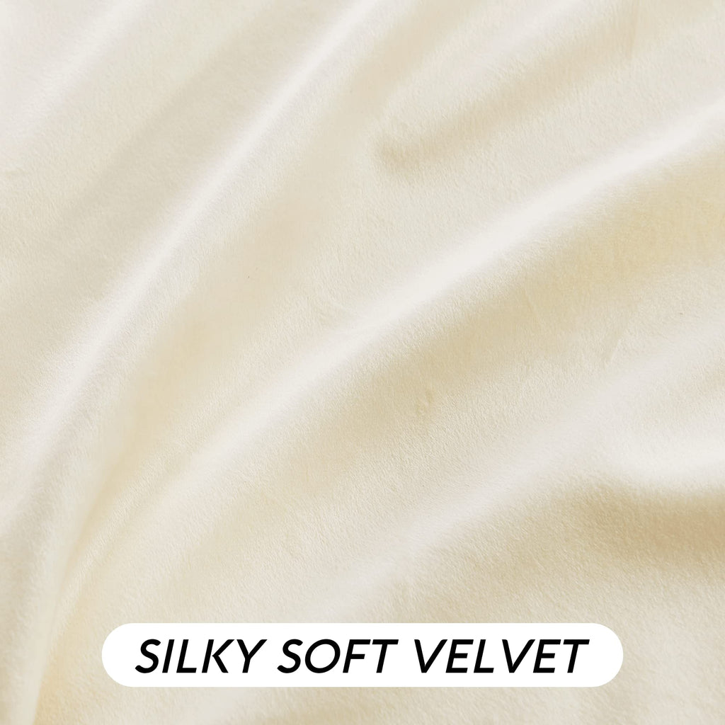 RYB HOME Cream Velvet Curtains 96 inches for Bedroom Living Room