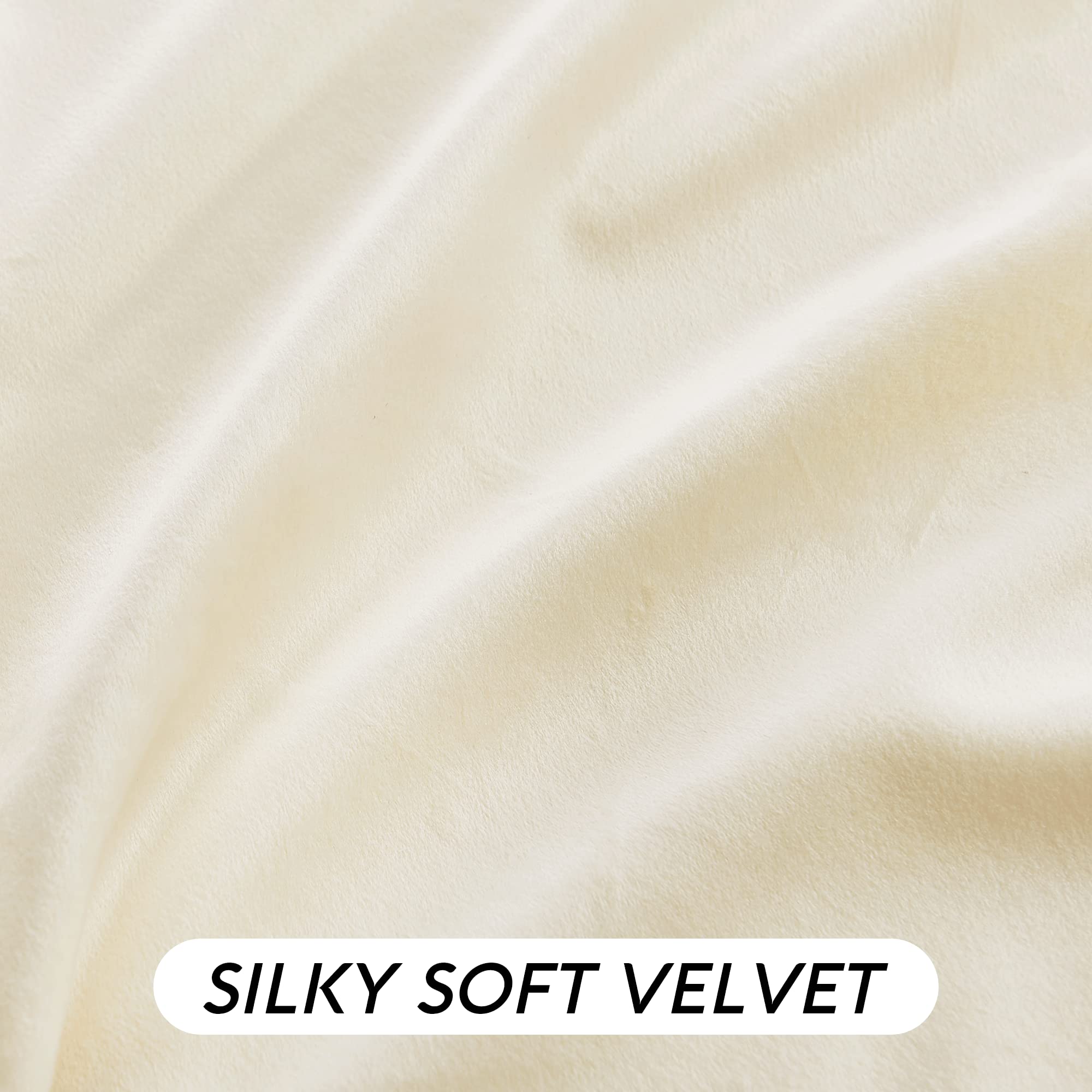 RYB HOME Cream Velvet Curtains 96 inches for Bedroom Living Room