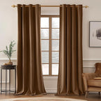 MIULEE Velvet Curtains Chocolate Elegant Grommet Thermal Insulated Soundproof Brown Room Darkening Curtains/Drapes for Classical Living Room Bedroom Decor 52 x 108 Inch Set of 2