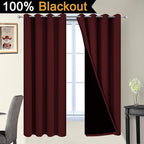Yakamok Burgundy Red Blackout Curtains 63 Inches Long for Bedroom 52" Wide