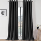 Joydeco 120 inches Long Blackout Curtains 2 Panels Set, Thermal Insulated Length Curtains & Drapes 2 Burg for Living Room Bedroom Window(Dark Grey, W52 x L120 Inch)
